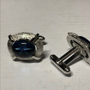 Shield vintage Silver and Blue Cufflinks